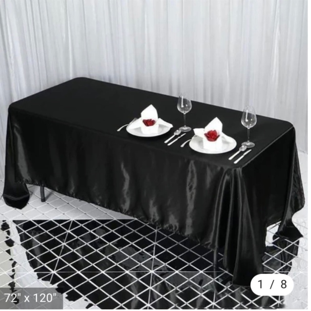 72x120 Black Satin Tablecloth - Picture 1 of 1